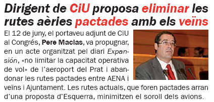 Not&iacute;cia publicada a la publicaci&oacute; L'ERAMPRUNY&Agrave; sobre les declaracions de Pere Macias (CiU) indicant la possibilitat de fer funcionar l'aeroport del Prat amb pistes independents (N&uacute;mero 59 - Juliol 2008)
